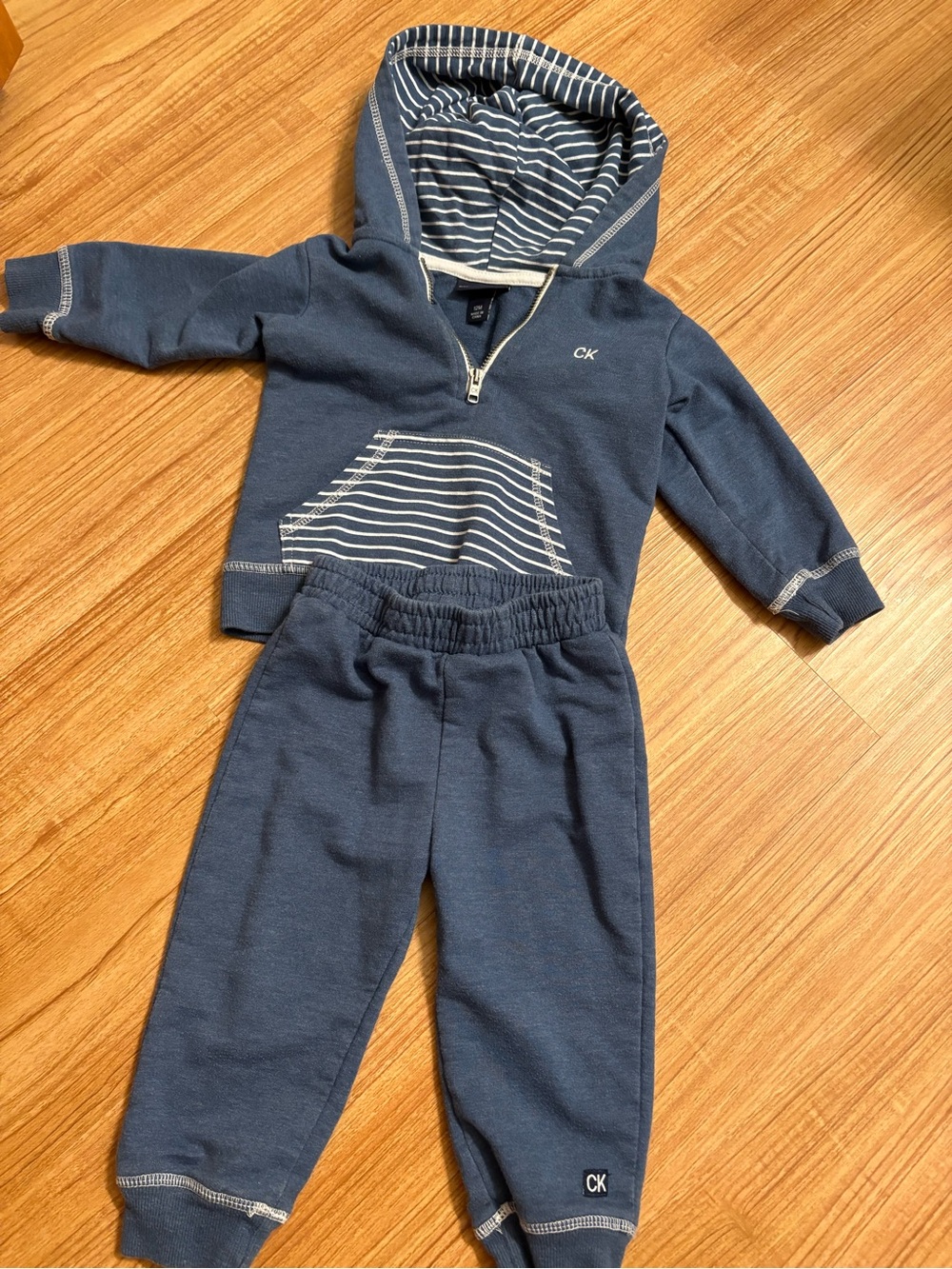 Calvin Klein Kids Navy Striped Hooded Sweatshirt & Joggers